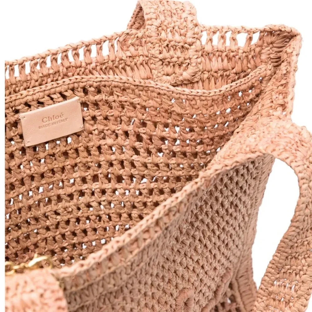 CHLOE Summer Banana logo embroidered raffia tote bag - Picture 3 of 4